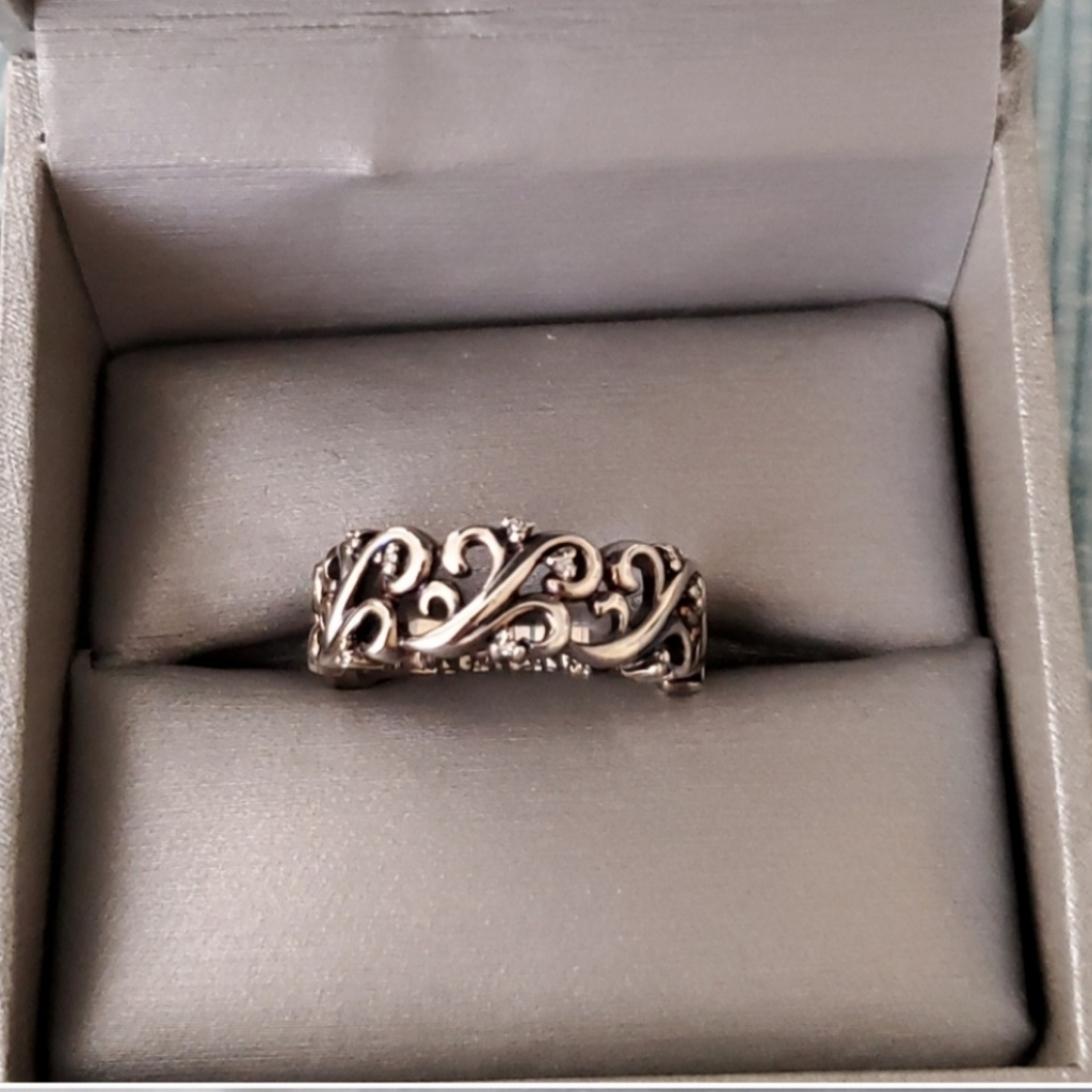 Zales Sterling Silver Diamond Ring Size 6.5 To 6.75